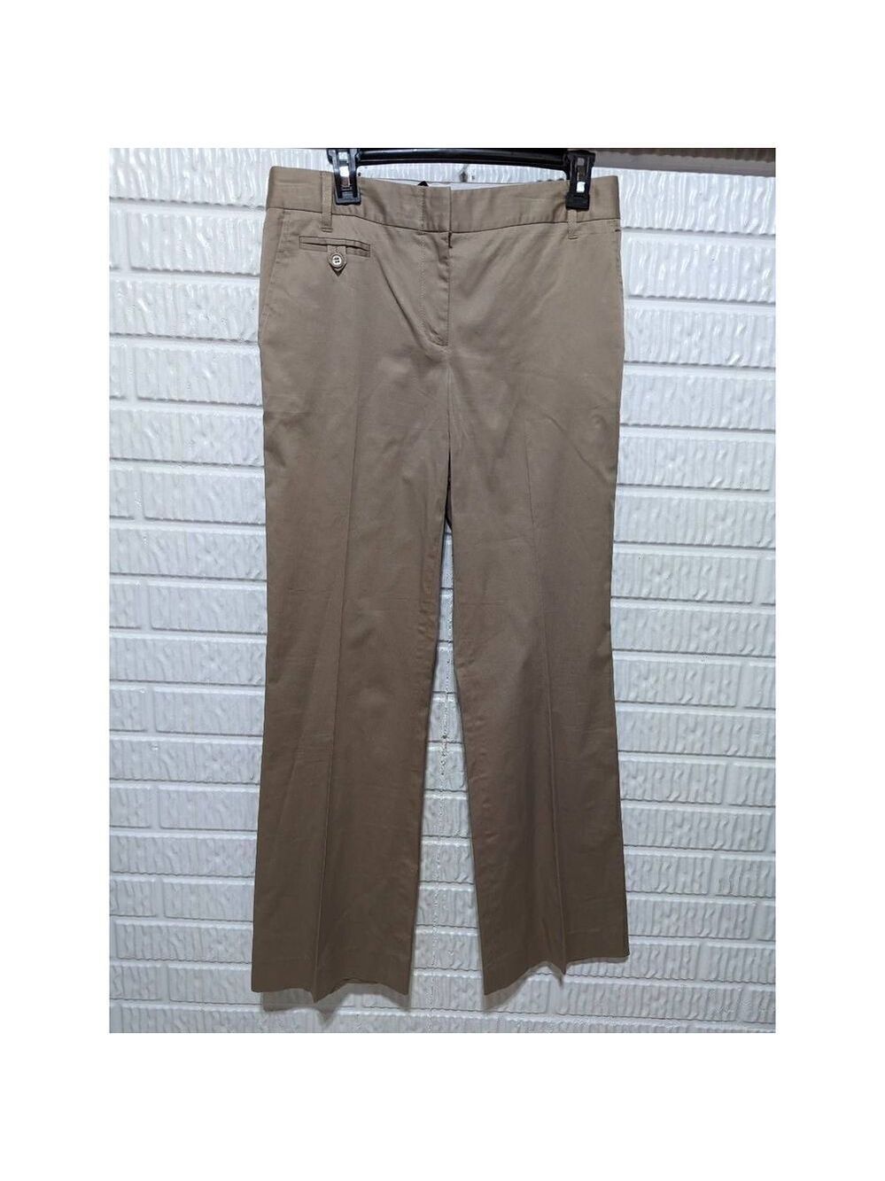 BCBGMaxazria Women's Khaki Mid-Rise Wide Leg Trouser Pants Size 6